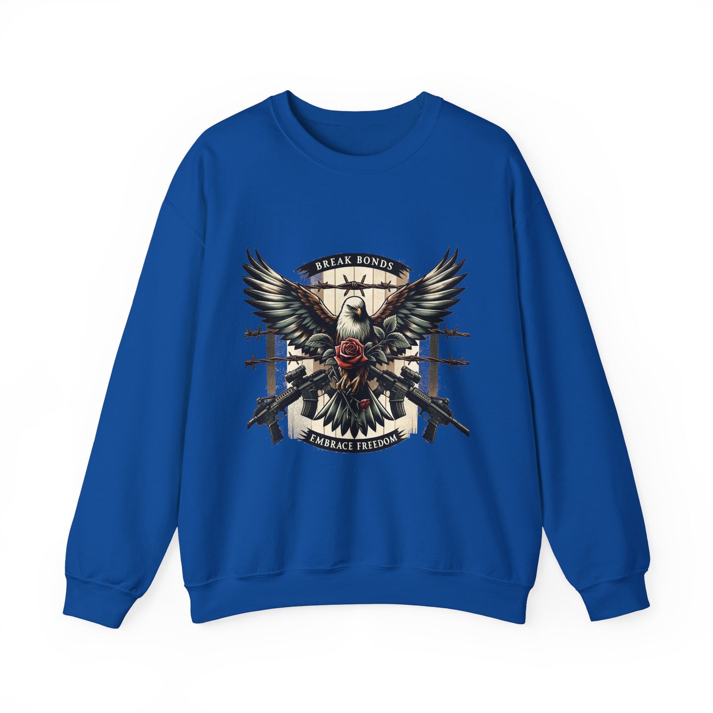 Eagle and Roses Crewneck Sweatshirt - Bold Art for Everyday Wear