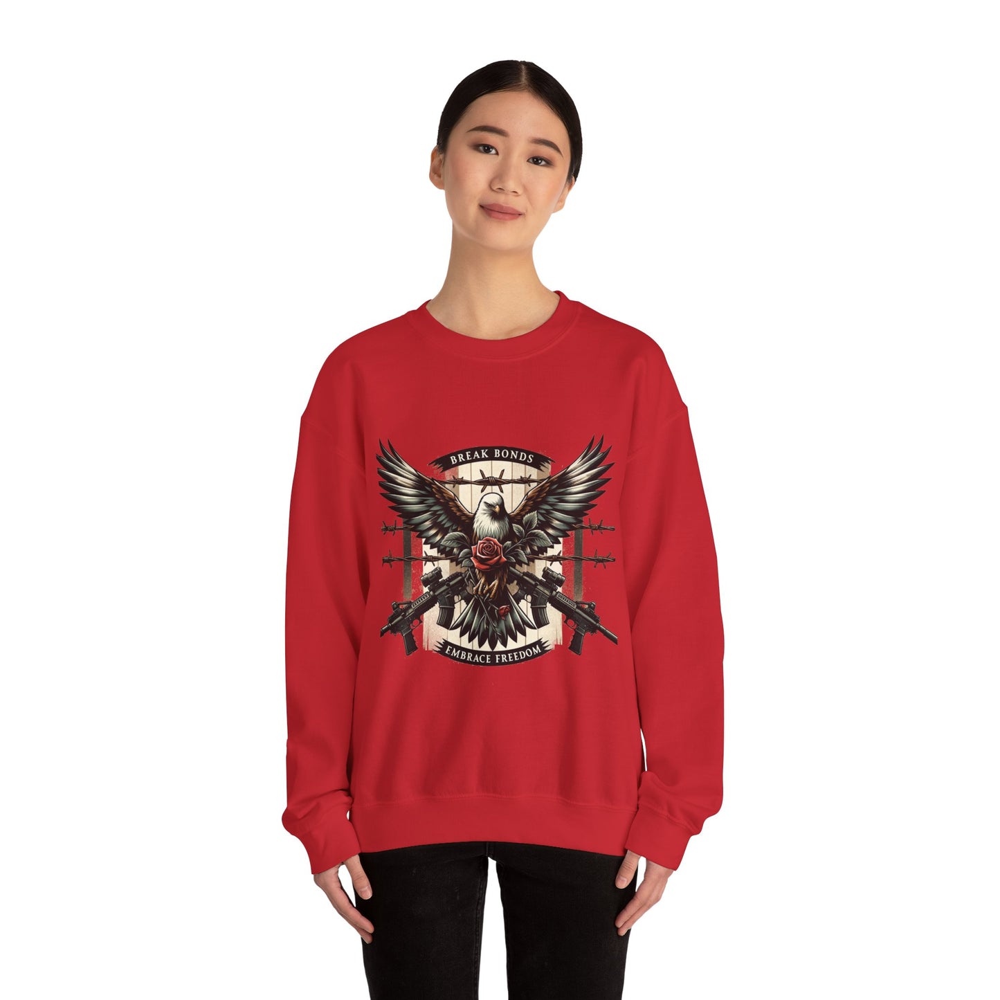 Eagle and Roses Crewneck Sweatshirt - Bold Art for Everyday Wear