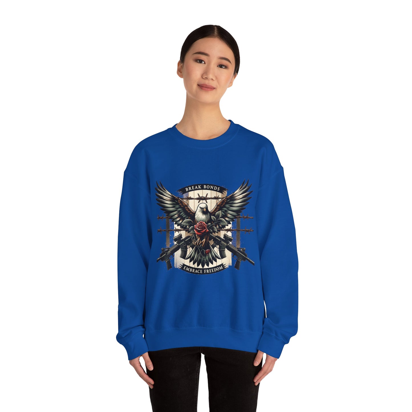 Eagle and Roses Crewneck Sweatshirt - Bold Art for Everyday Wear