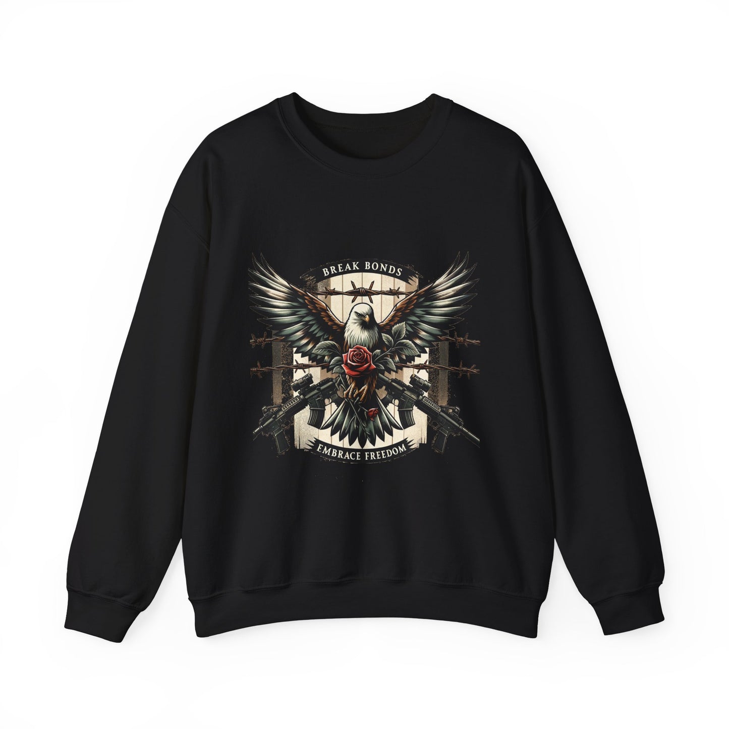 Eagle and Roses Crewneck Sweatshirt - Bold Art for Everyday Wear