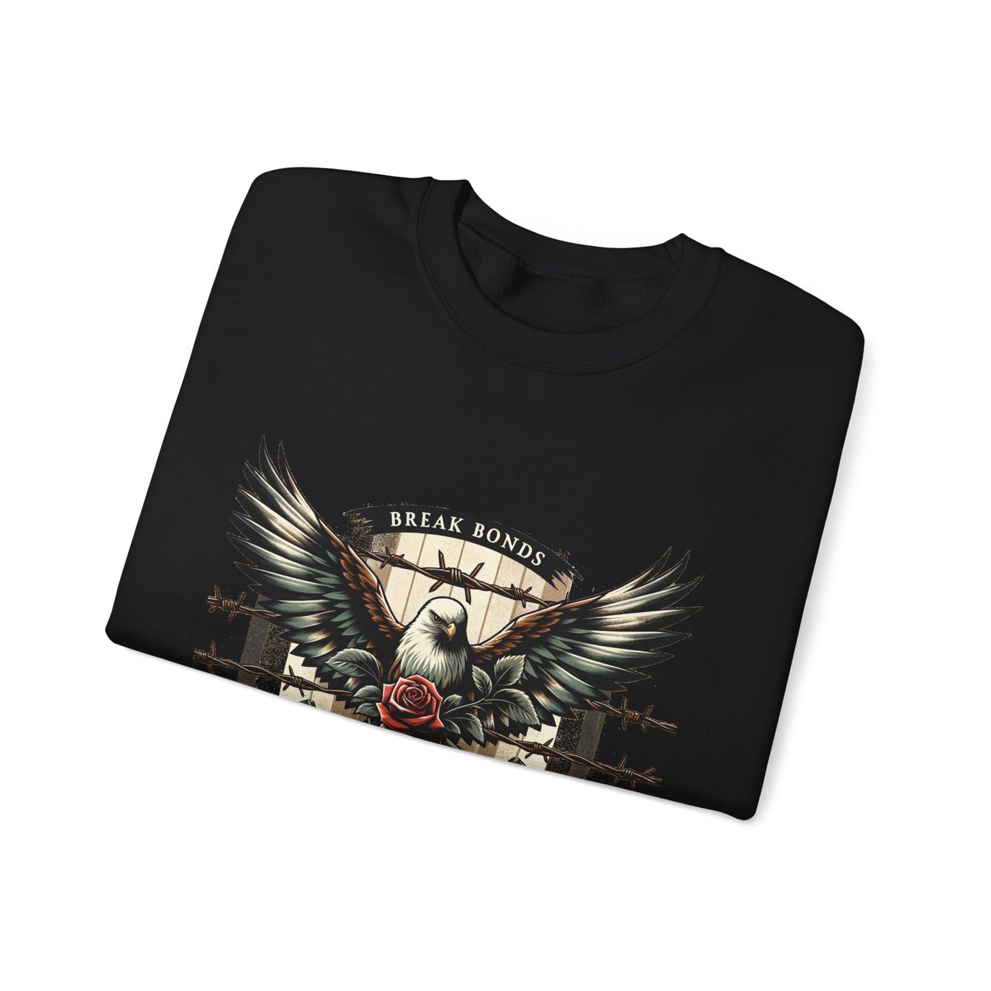 Eagle and Roses Crewneck Sweatshirt - Bold Art for Everyday Wear