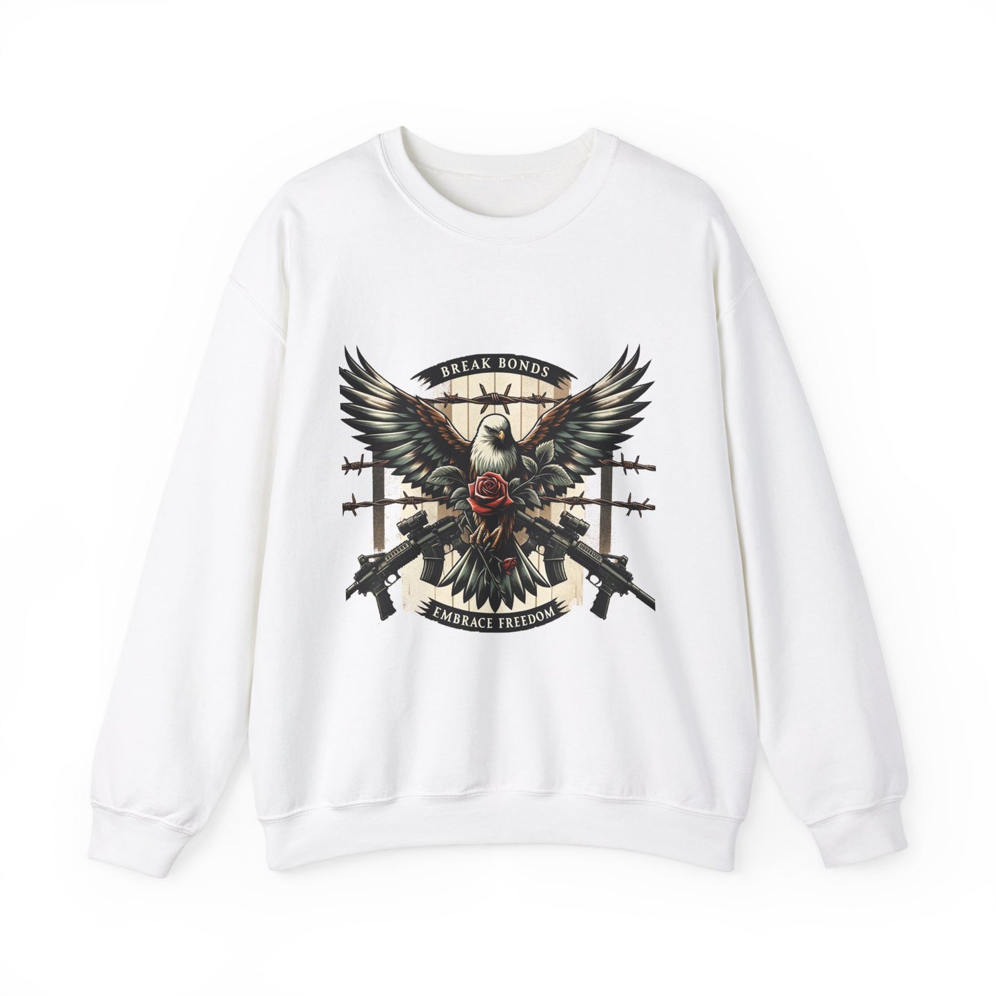 Eagle and Roses Crewneck Sweatshirt - Bold Art for Everyday Wear