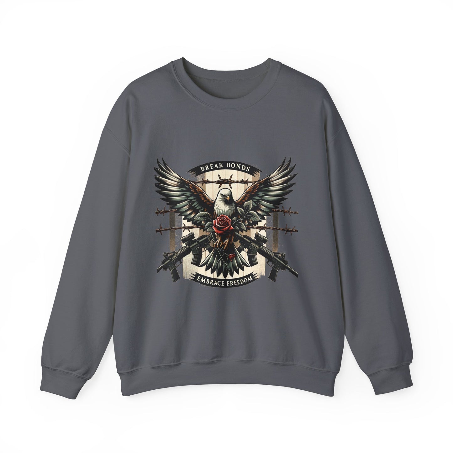 Eagle and Roses Crewneck Sweatshirt - Bold Art for Everyday Wear