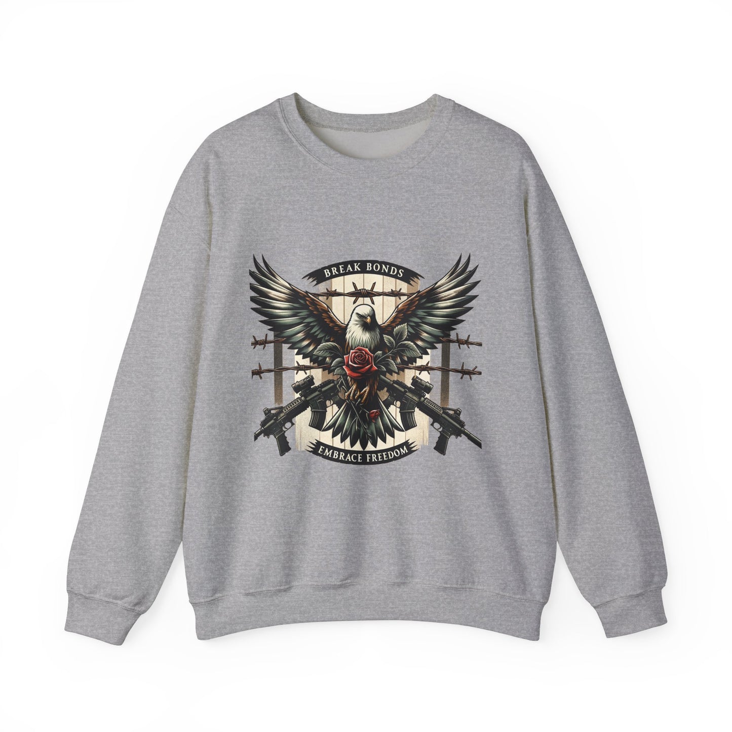 Eagle and Roses Crewneck Sweatshirt - Bold Art for Everyday Wear