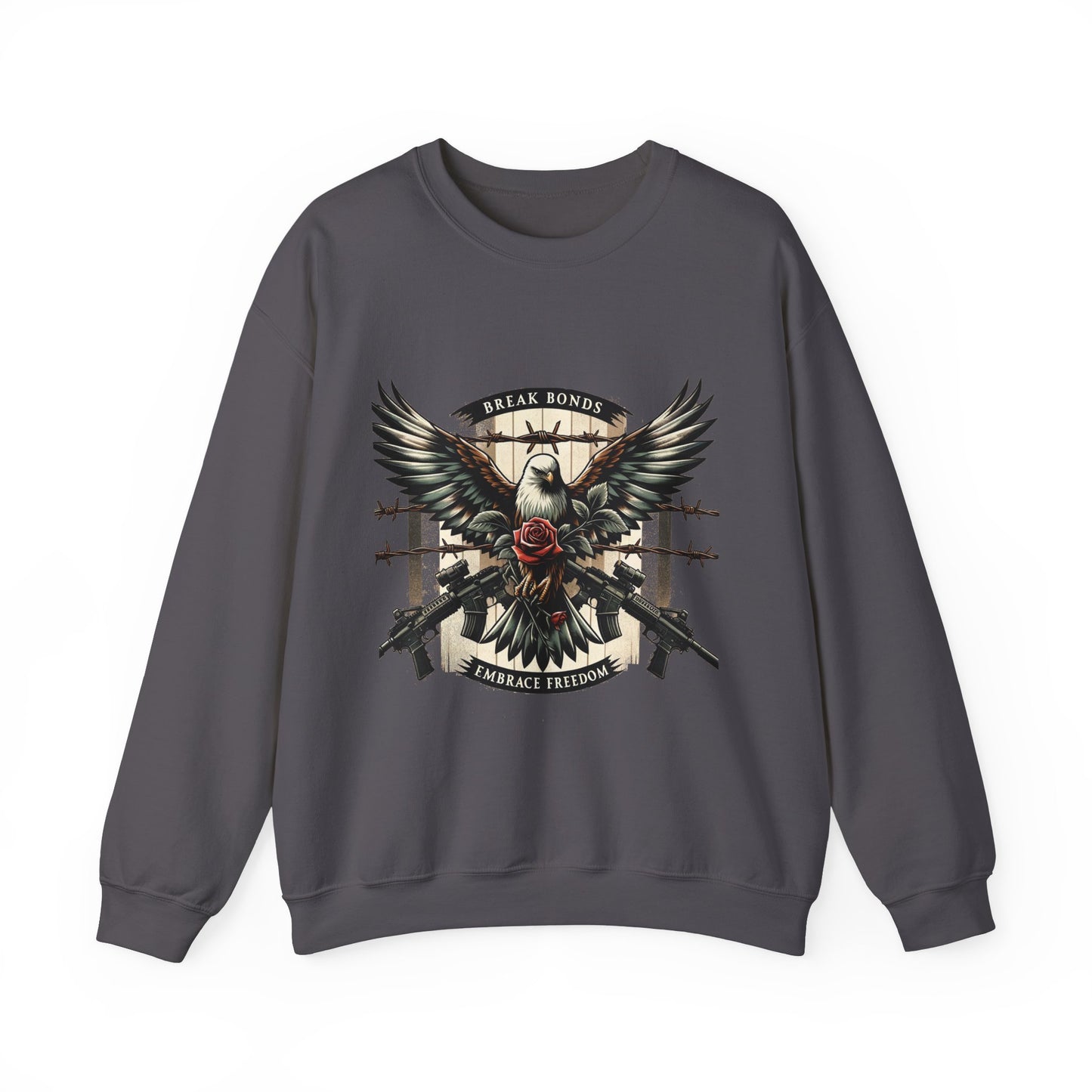 Eagle and Roses Crewneck Sweatshirt - Bold Art for Everyday Wear